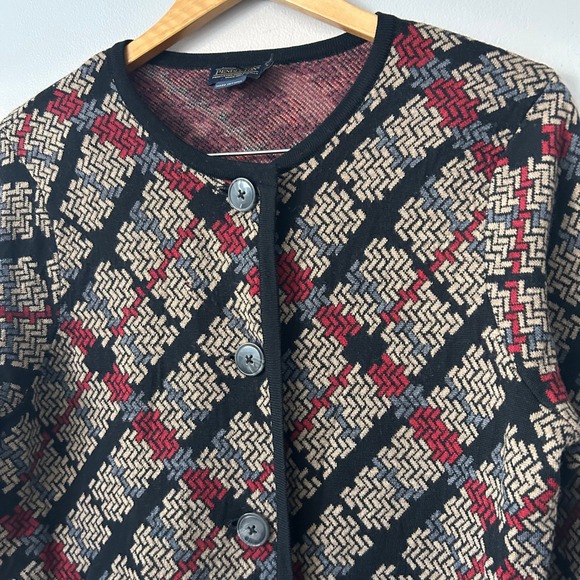 Pendleton Sweaters - Pendleton Sweater Womens Petite Large Long Cardigan 100% Merino Wool Geometric